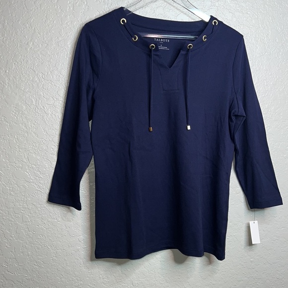 NWT Talbots Navy Blue 3 Quarter Inch Top - Picture 2 of 7
